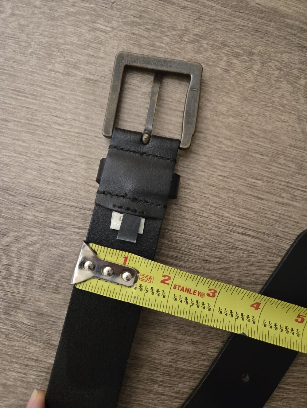 Diesel MINO5 Black Buffalo Leather Belt Size 34 Logo Buckle Extra Tough Brass